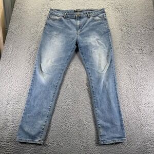 Indigo Wisdom Jeans Mens 38x32 Blue Denim Cotton Straight Stretch Faded Workwear